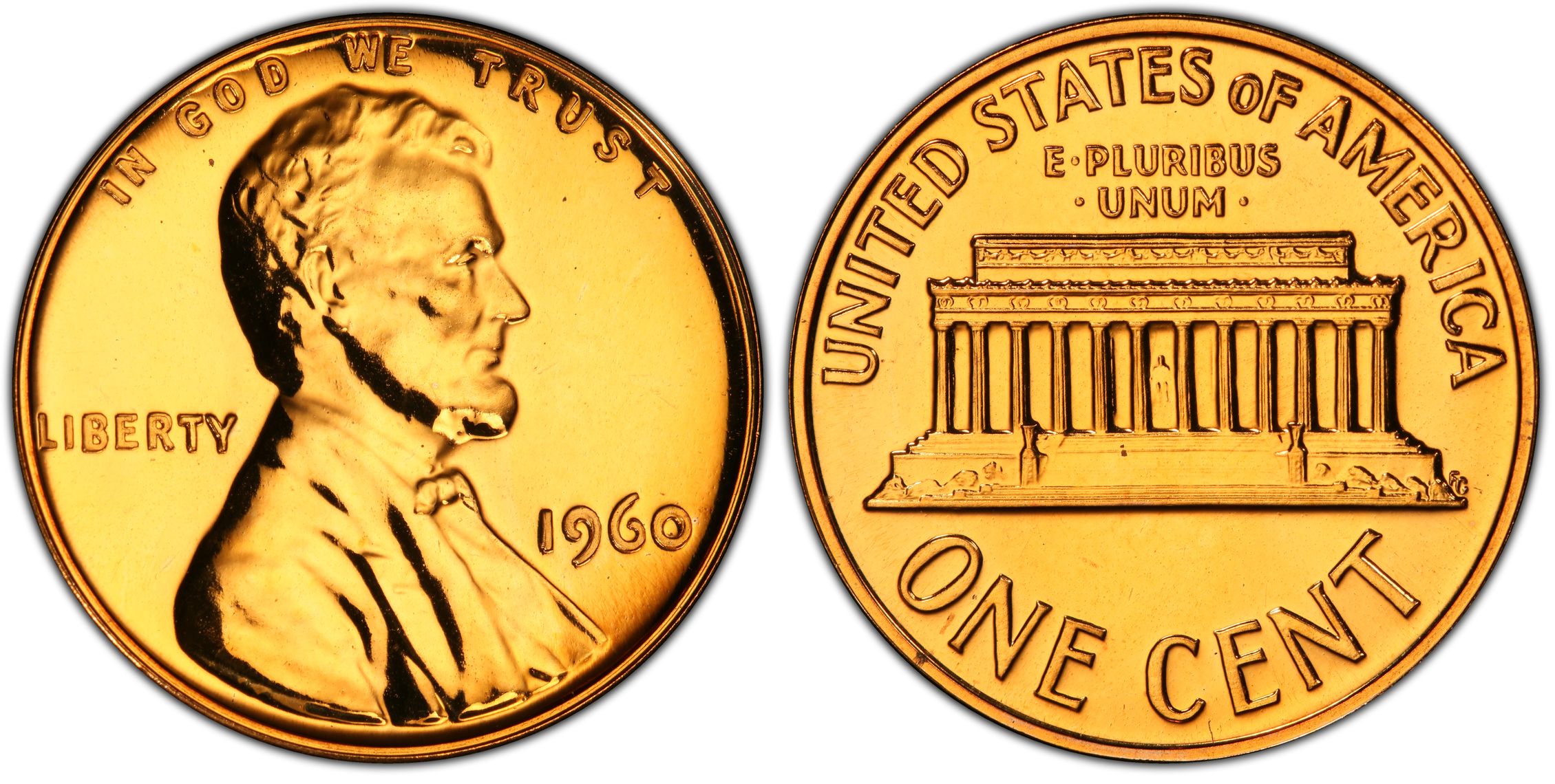 Three 1960 Lincoln pennies showing Philadelphia Large Date, Denver Large Date, and Small Date variety side by side obverse up
